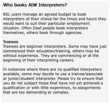 Who books AtW Interpreters?