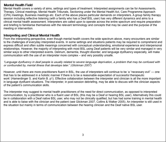 Mental Health Field
